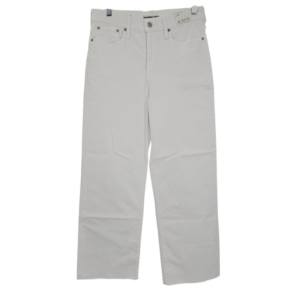 J. Crew Woman's size 27 High Rise Slim Wide Leg Denim Jeans White BP461 NEW FLAW